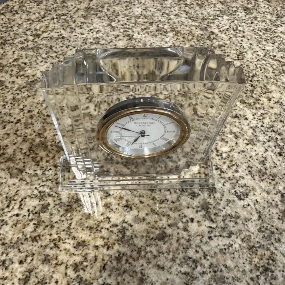 WATERFORD CRYSTAL METROPOLITAN CLOCK Waterford Crystal Clear and Gold Wall Clock
